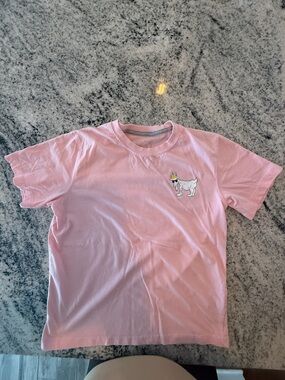 Kids Pink Short Sleeve Tee with Cartoon Animal Graphic